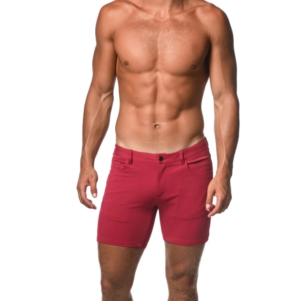 ST33LE RASPBERRY 5" INSEAM STRETCH KNIT JEANS SHORTS